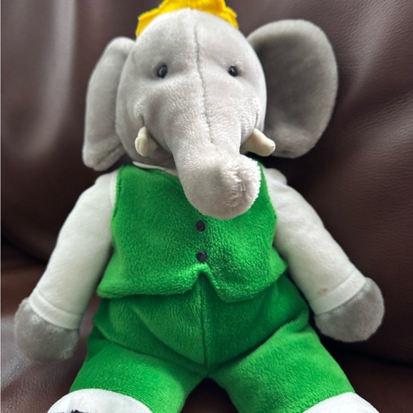 GUND Other - Vintage Gund BABAR Elephant Green Suit Plush Stuffed Animal Toy 1988 Korea GREAT